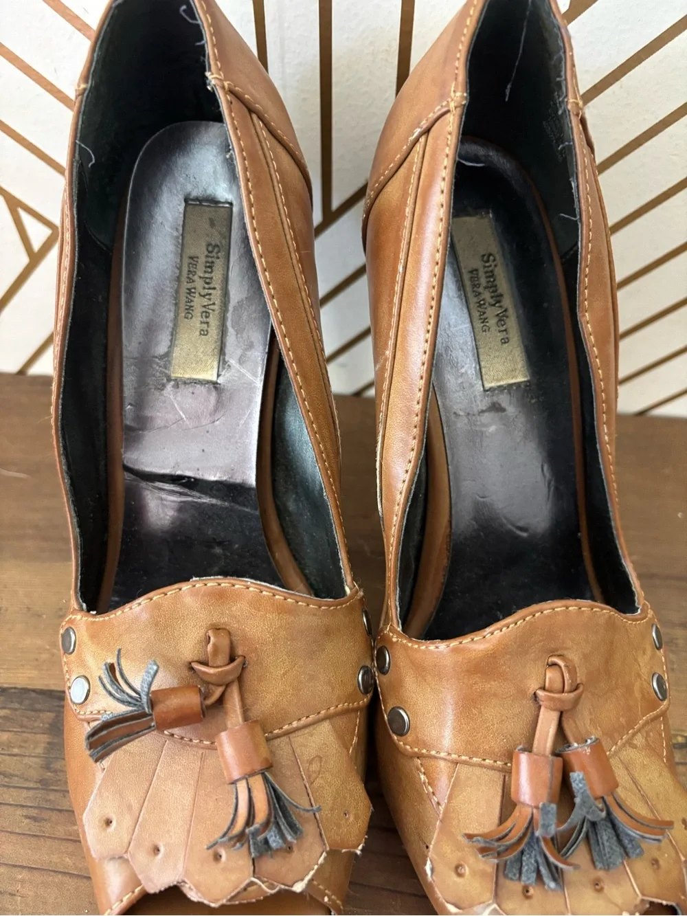 Simply Vera Vera Wang Tan Peep-Toe Tassel Platform Pumps